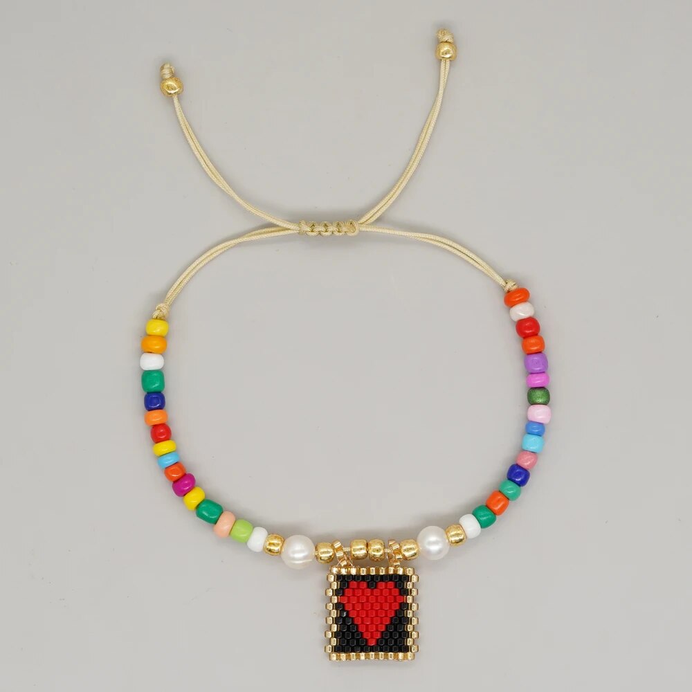 Miyuki Beaded Bracelets For Women Boho Handmade Love Heart Charm Gifts 2023 New MI-B23033101