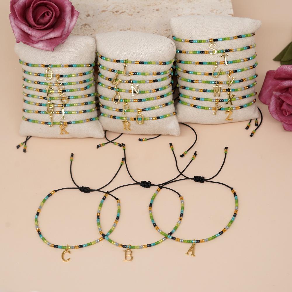 Go2boho Christmas Trendy Boho Glass Beaded Bracelets For Women Handmade Stack Woven Adjustable Letters Pendant Jewelry Gifts