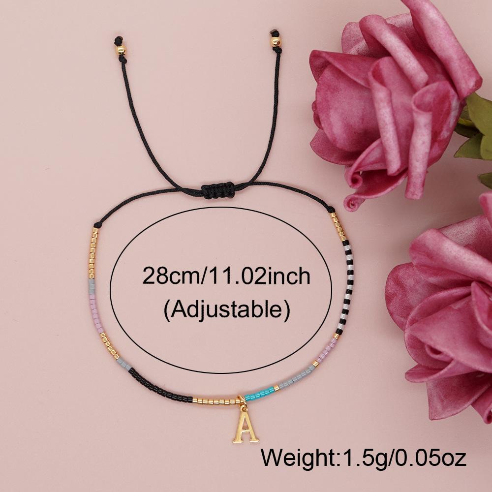 Go2boho Miyuki Delica Bead Friendship Bracelet Minimalist Fashion Chic Trendy Jewelry Gold Plated Letter Name Jewelry