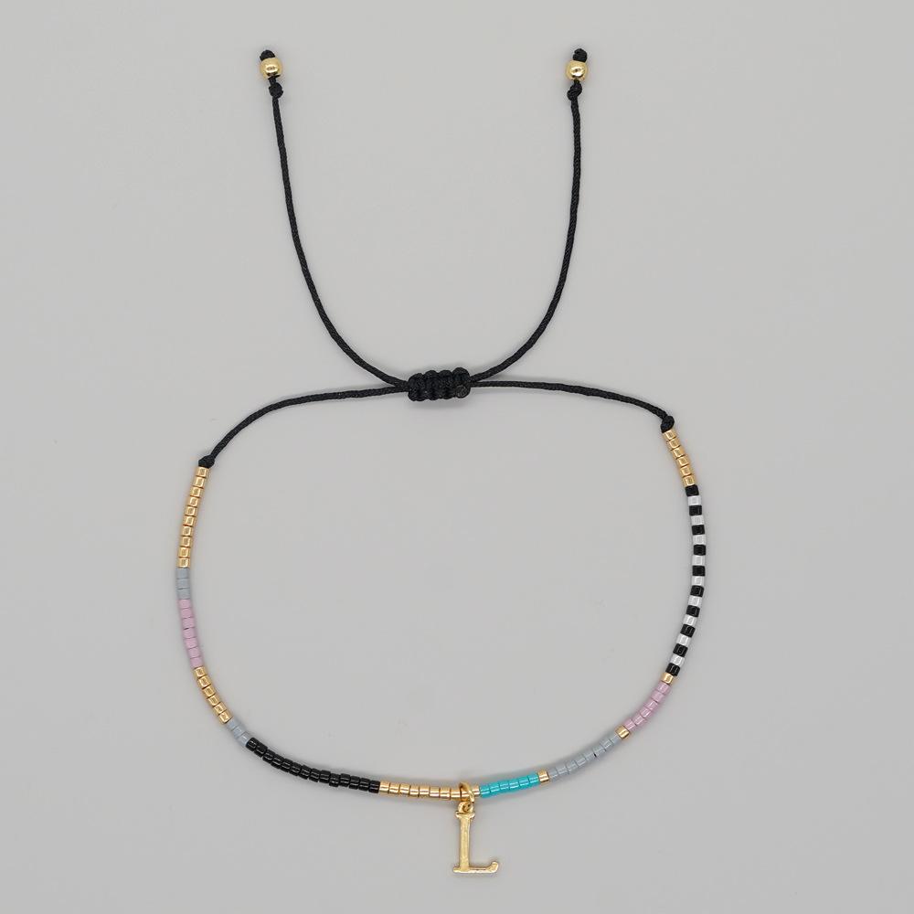 Go2boho Miyuki Delica Bead Friendship Bracelet Minimalist Fashion Chic Trendy Jewelry Gold Plated Letter Name Jewelry