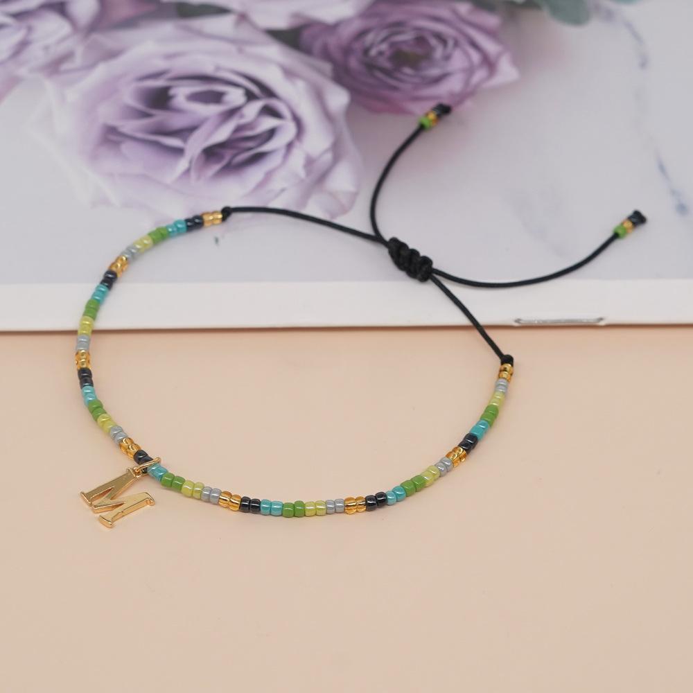 Go2boho Christmas Trendy Boho Glass Beaded Bracelets For Women Handmade Stack Woven Adjustable Letters Pendant Jewelry Gifts