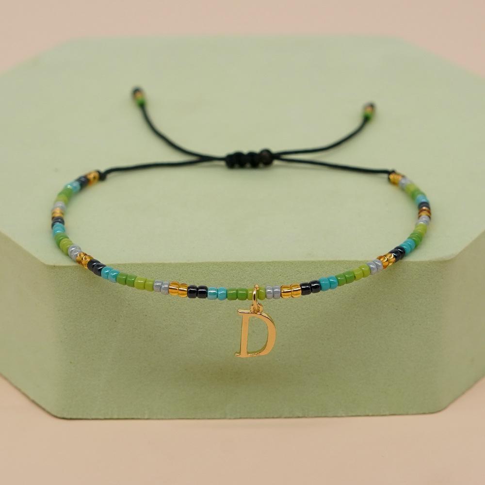 Go2boho Christmas Trendy Boho Glass Beaded Bracelets For Women Handmade Stack Woven Adjustable Letters Pendant Jewelry Gifts