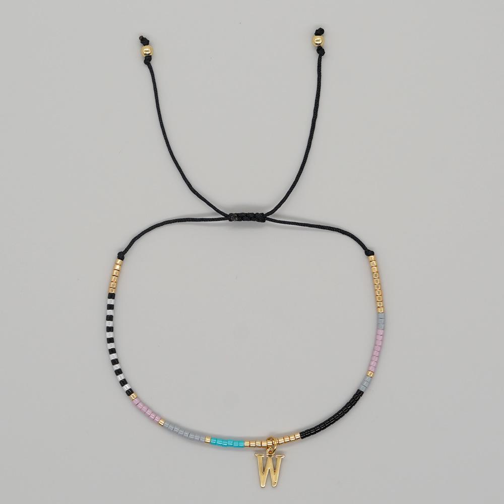 Go2boho Miyuki Delica Bead Friendship Bracelet Minimalist Fashion Chic Trendy Jewelry Gold Plated Letter Name Jewelry