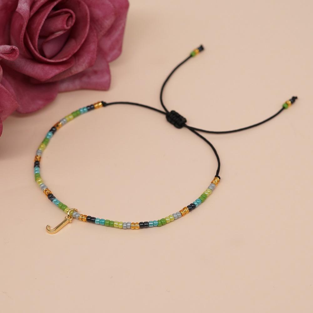 Go2boho Christmas Trendy Boho Glass Beaded Bracelets For Women Handmade Stack Woven Adjustable Letters Pendant Jewelry Gifts