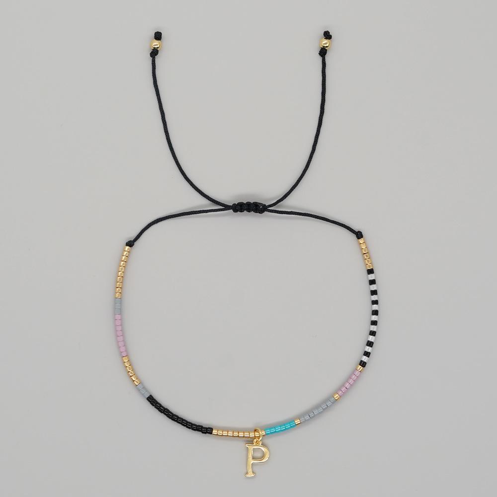 Go2boho Miyuki Delica Bead Friendship Bracelet Minimalist Fashion Chic Trendy Jewelry Gold Plated Letter Name Jewelry