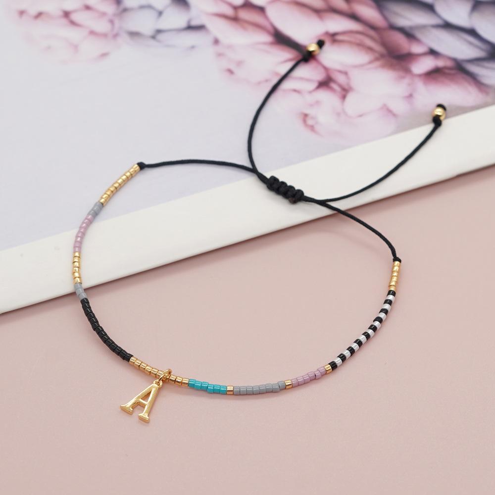 Go2boho Miyuki Delica Bead Friendship Bracelet Minimalist Fashion Chic Trendy Jewelry Gold Plated Letter Name Jewelry