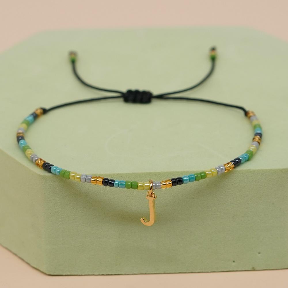 Go2boho Christmas Trendy Boho Glass Beaded Bracelets For Women Handmade Stack Woven Adjustable Letters Pendant Jewelry Gifts