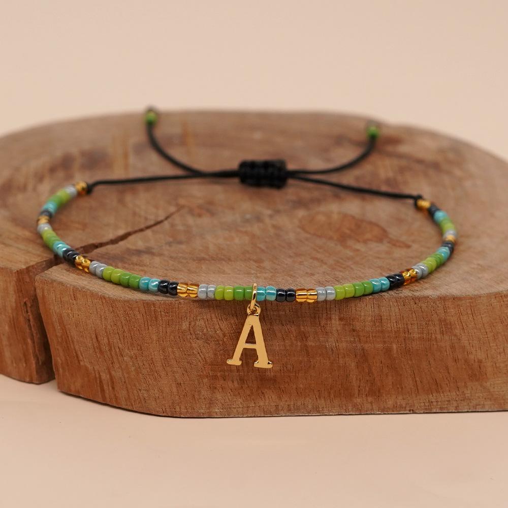 Go2boho Christmas Trendy Boho Glass Beaded Bracelets For Women Handmade Stack Woven Adjustable Letters Pendant Jewelry Gifts