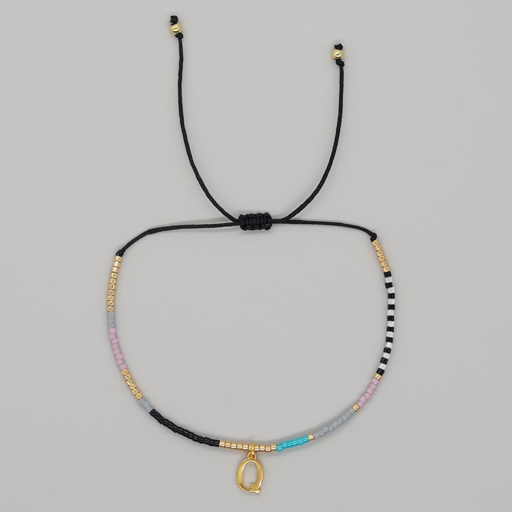 Go2boho Miyuki Delica Bead Friendship Bracelet Minimalist Fashion Chic Trendy Jewelry Gold Plated Letter Name Jewelry