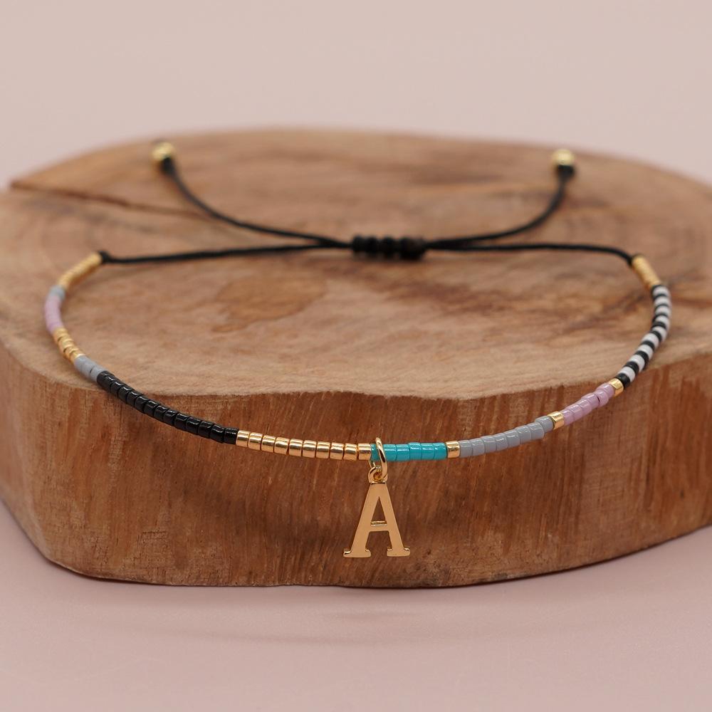Go2boho Miyuki Delica Bead Friendship Bracelet Minimalist Fashion Chic Trendy Jewelry Gold Plated Letter Name Jewelry