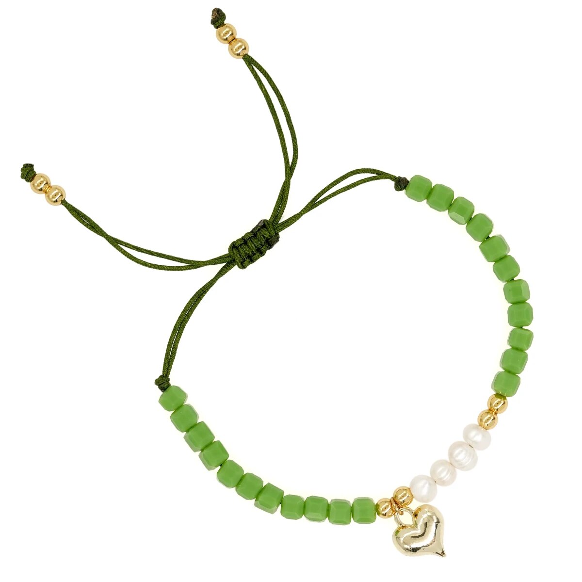 Boho Freshwater Pearl beaded bracelet For Women Friendship Heart Charm Jewelry C-B23032302