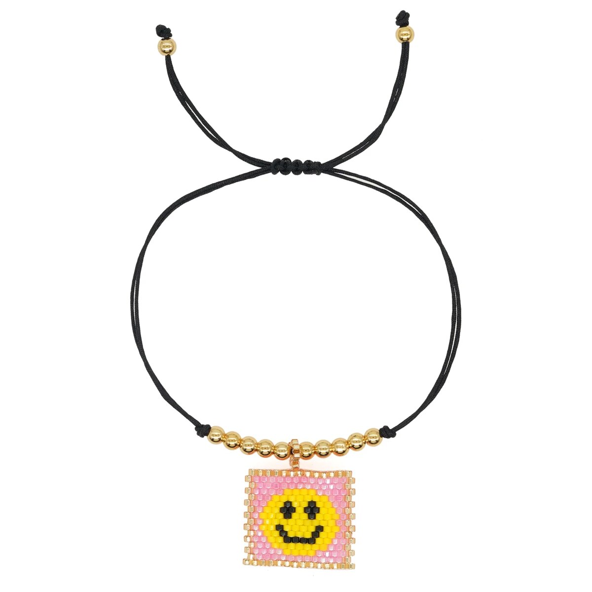 Smile Lucky Charm Bracelets Miyuki Gold Plated Beaded Friendship Bracelet Fashion Summer Handmade Jewellery Gift for Girl Women