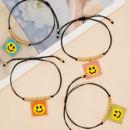 Smile Lucky Charm Bracelets Miyuki Gold Plated Beaded Friendship Bracelet Fashion Summer Handmade Jewellery Gift for Girl Women