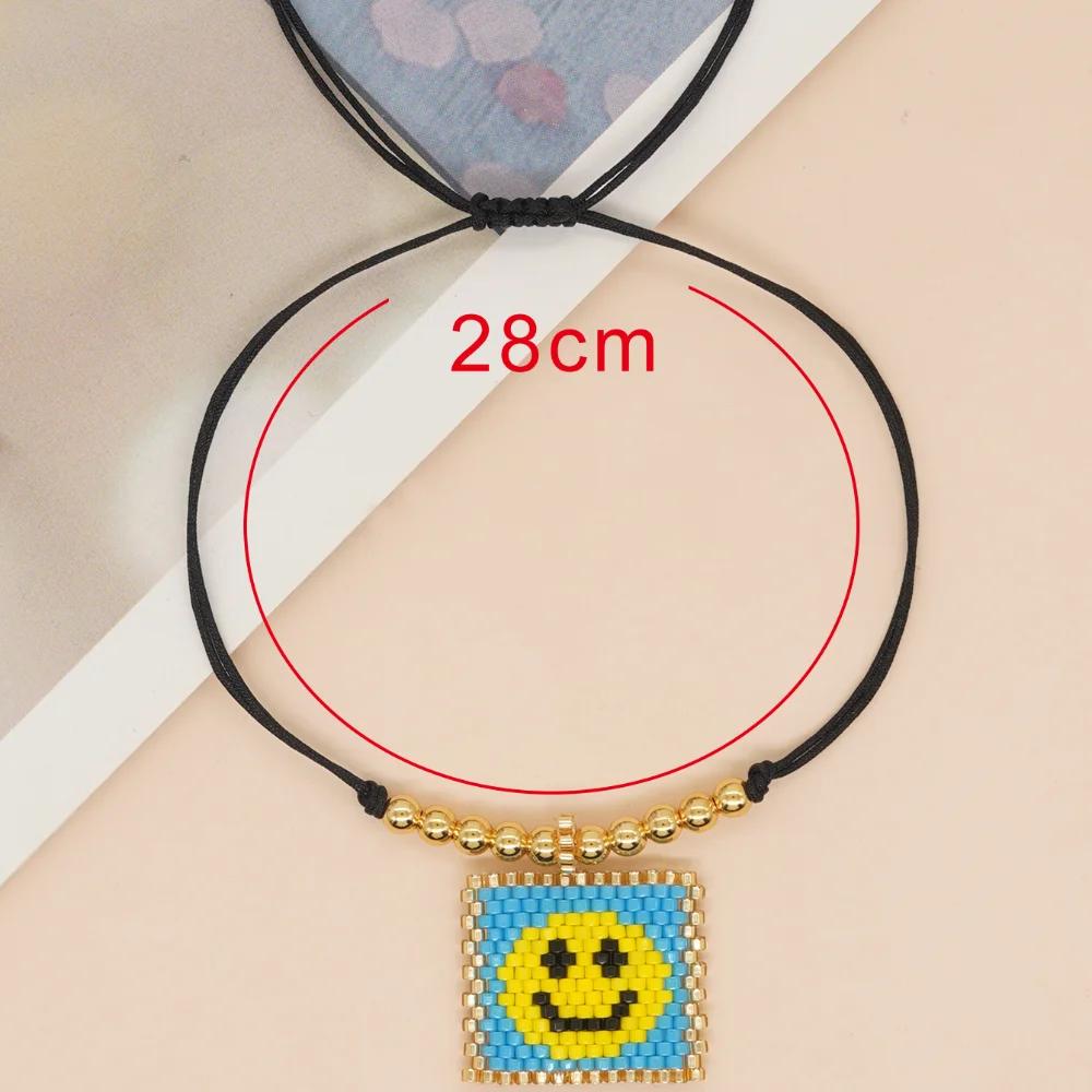 Smile Lucky Charm Bracelets Miyuki Gold Plated Beaded Friendship Bracelet Fashion Summer Handmade Jewellery Gift for Girl Women