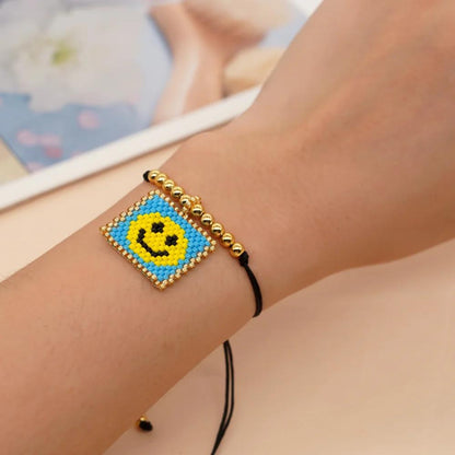 Smile Lucky Charm Bracelets Miyuki Gold Plated Beaded Friendship Bracelet Fashion Summer Handmade Jewellery Gift for Girl Women